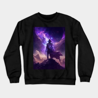 A mysterious figure looking at a sky filled with cosmic debris - Mind Blowing Moment #9 Crewneck Sweatshirt